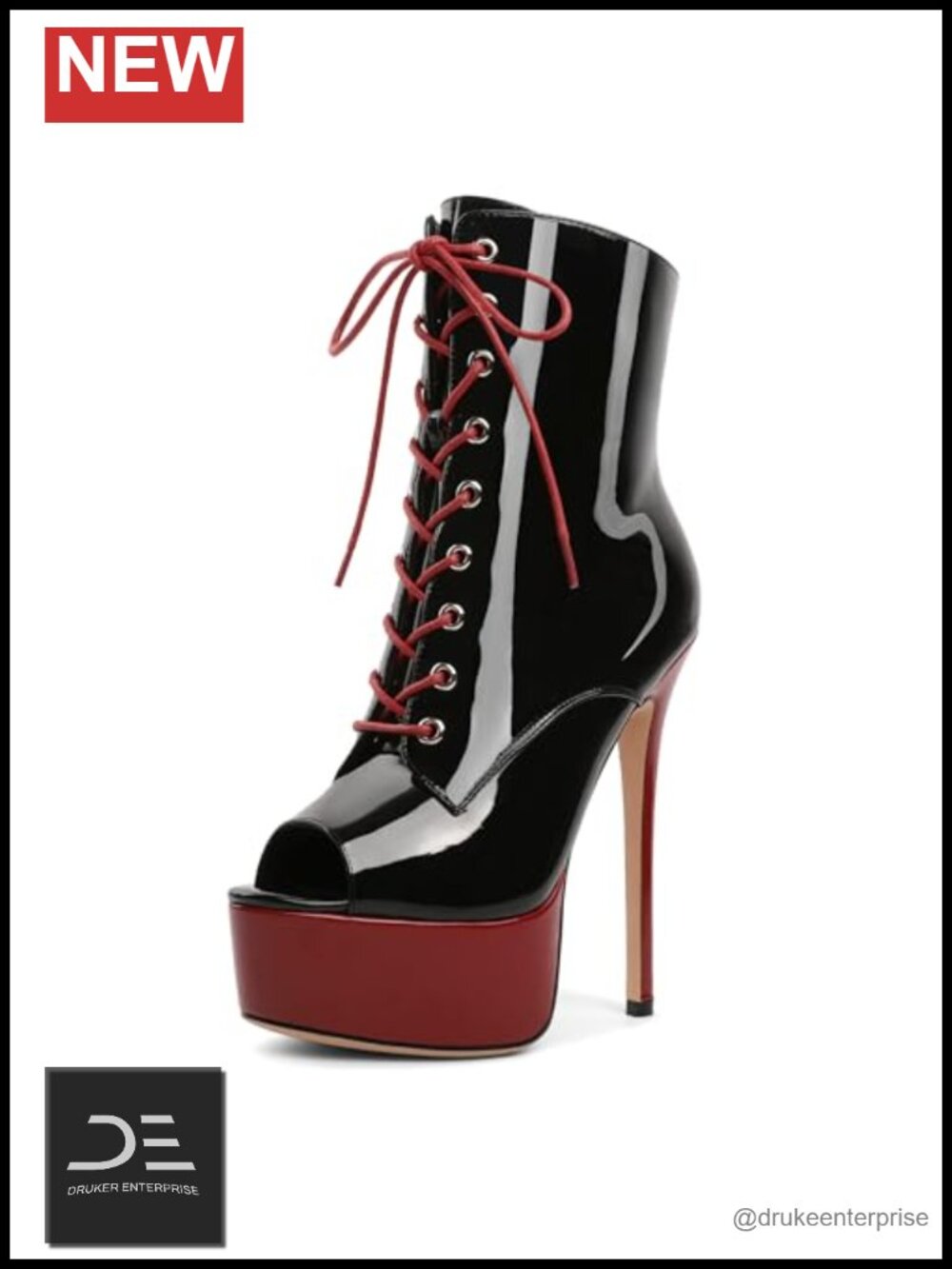 Lace up Platform Ankle Boots Peep Toe Zip Stiletto Heel 6IN